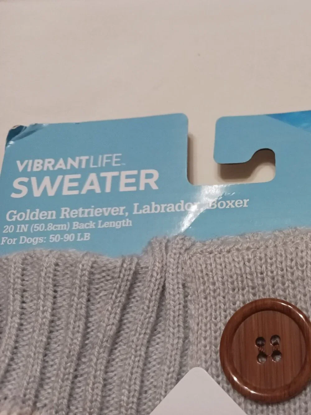**L** Vibrant Life Dog Sweater Gray /RED 100% Acrylic